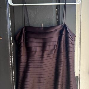 JS Collections Strapless Brown Satin Bandage Dress